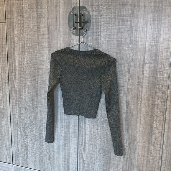 Zara - Metallic‎ Thread Knit Cropped Top - Picture 8 of 11